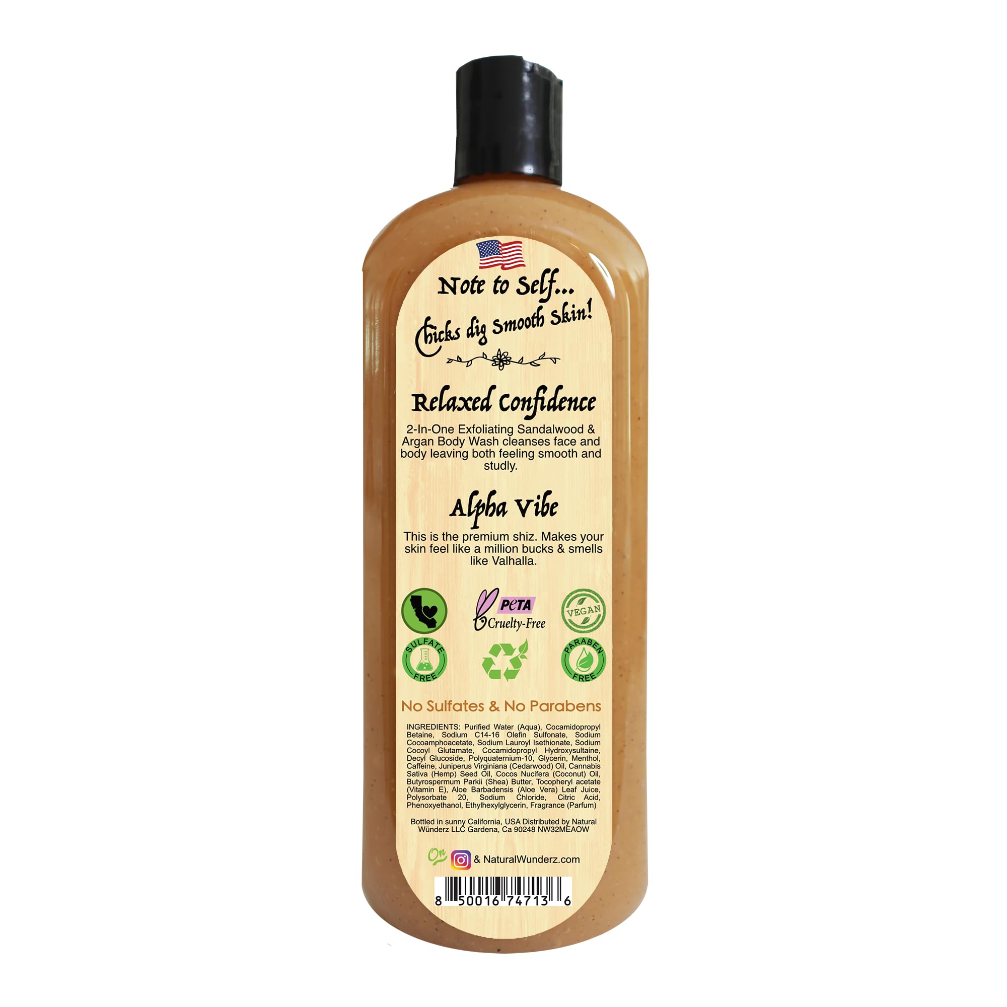 Natural Wunderz wash foam emphasizes exfoliation and deep cleansing.