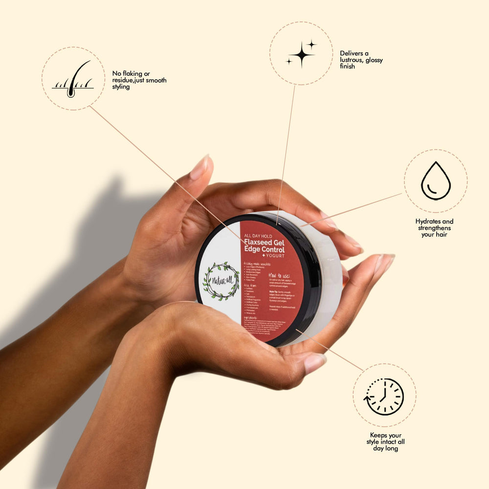 NaturAll edge control tame baby hairs for a polished daily look.