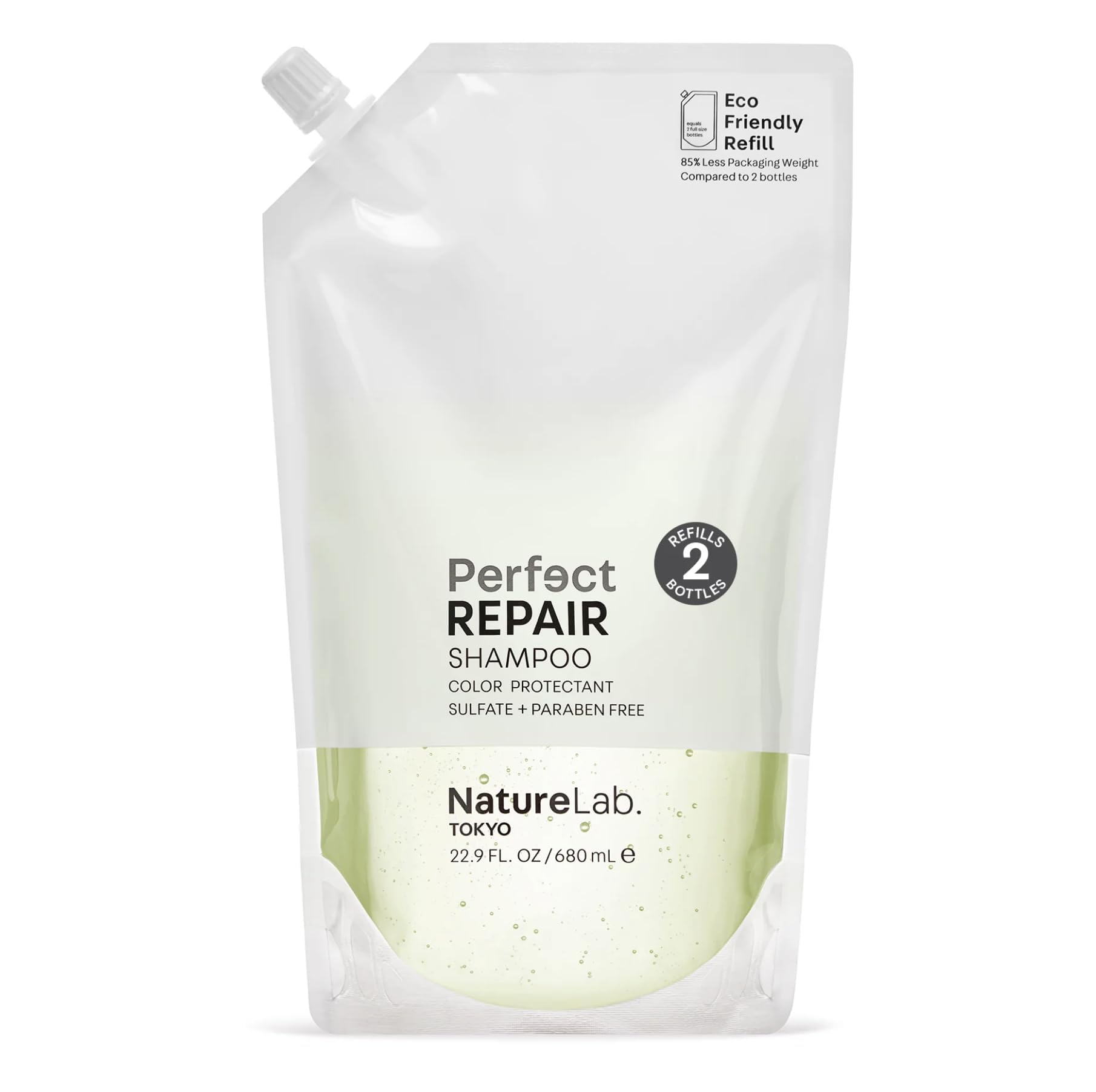 NatureLab.TOKYO Perfect Repair Shampoo shows clean ingredients branding