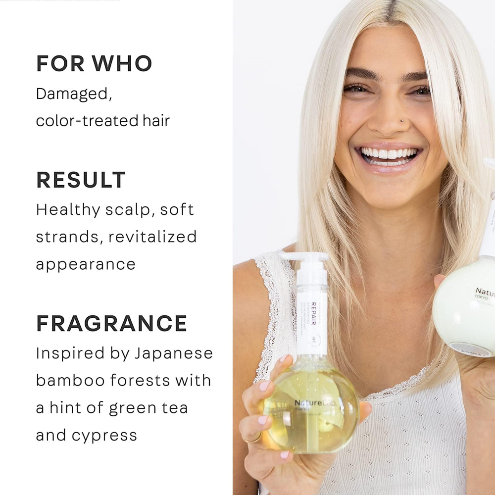 NatureLab.TOKYO Perfect Repair Shampoo roots close-up suggests strengthened base