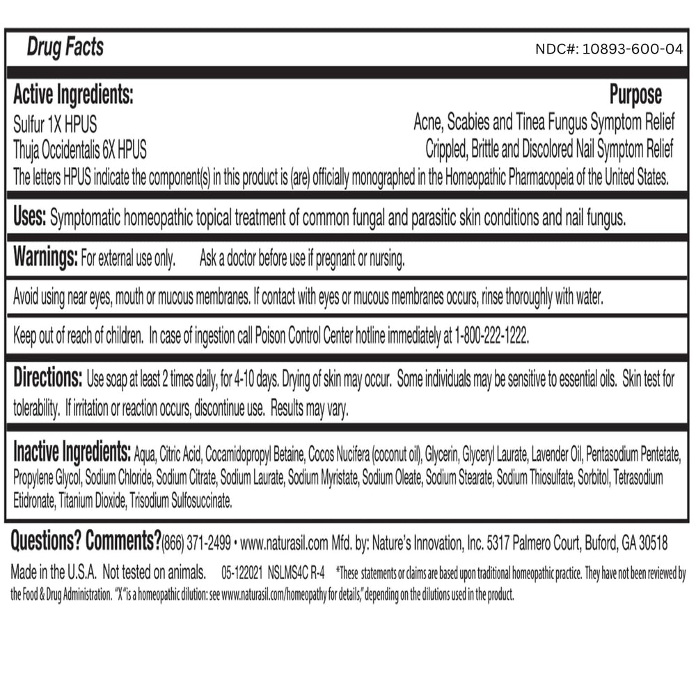 Naturasil sulfur soap lavender bar cruelty-free label visible on packaging