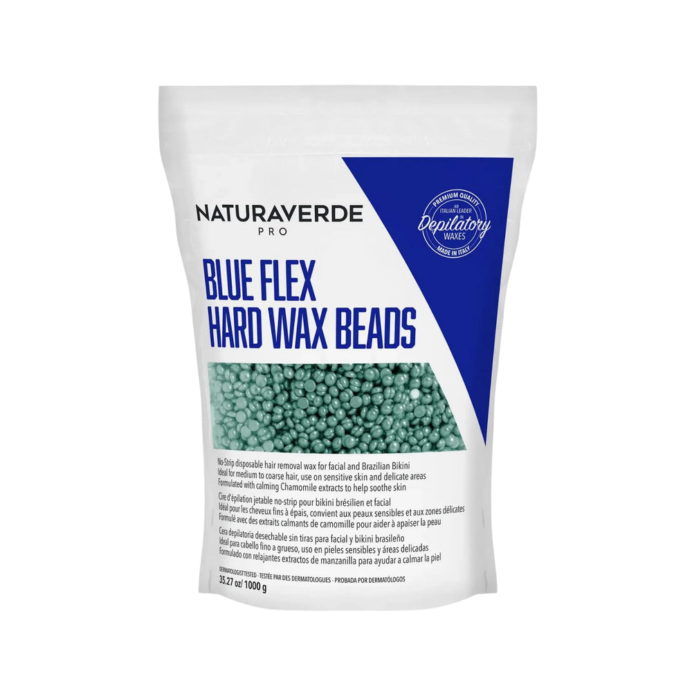 NaturaverdePro Blue Flex Wax Beads pack for professional hair removal and smooth results.