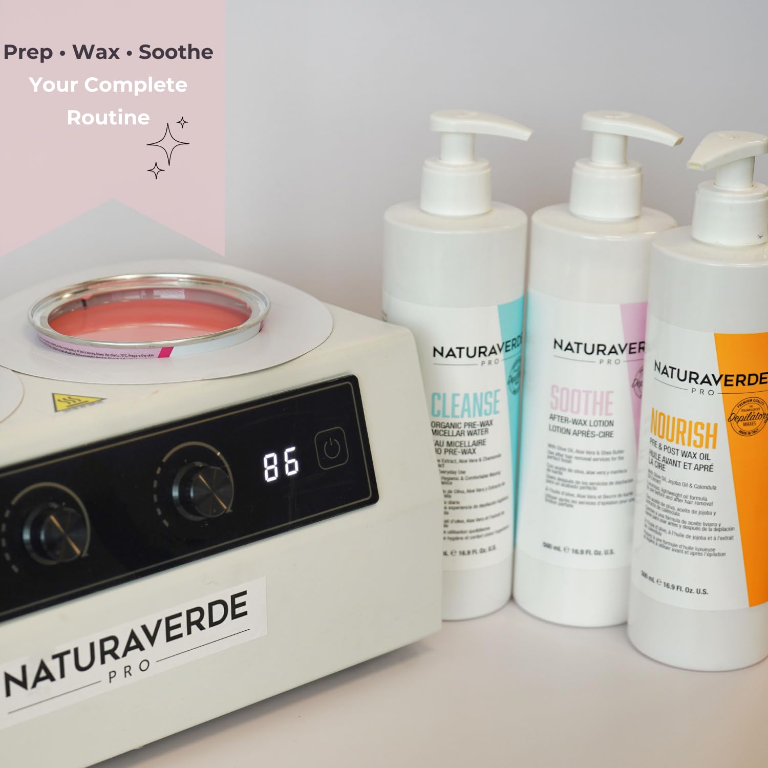 NaturaverdePro Soothe after wax lotion arm application illustrates soothing post-wax ritual.