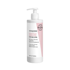 NaturaverdePro Soothe after wax lotion bottle demonstrates hydrating post-wax care for skin.