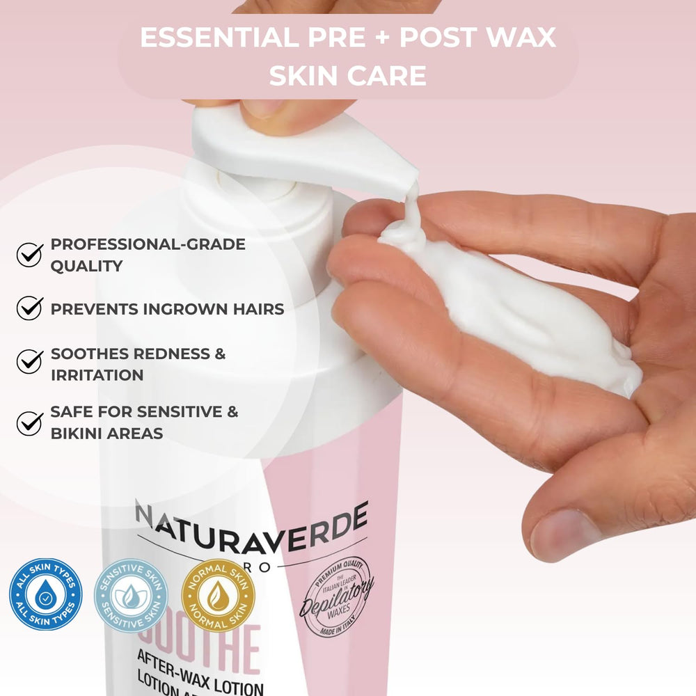 NaturaverdePro Soothe after wax lotion pump shows easy daily application.