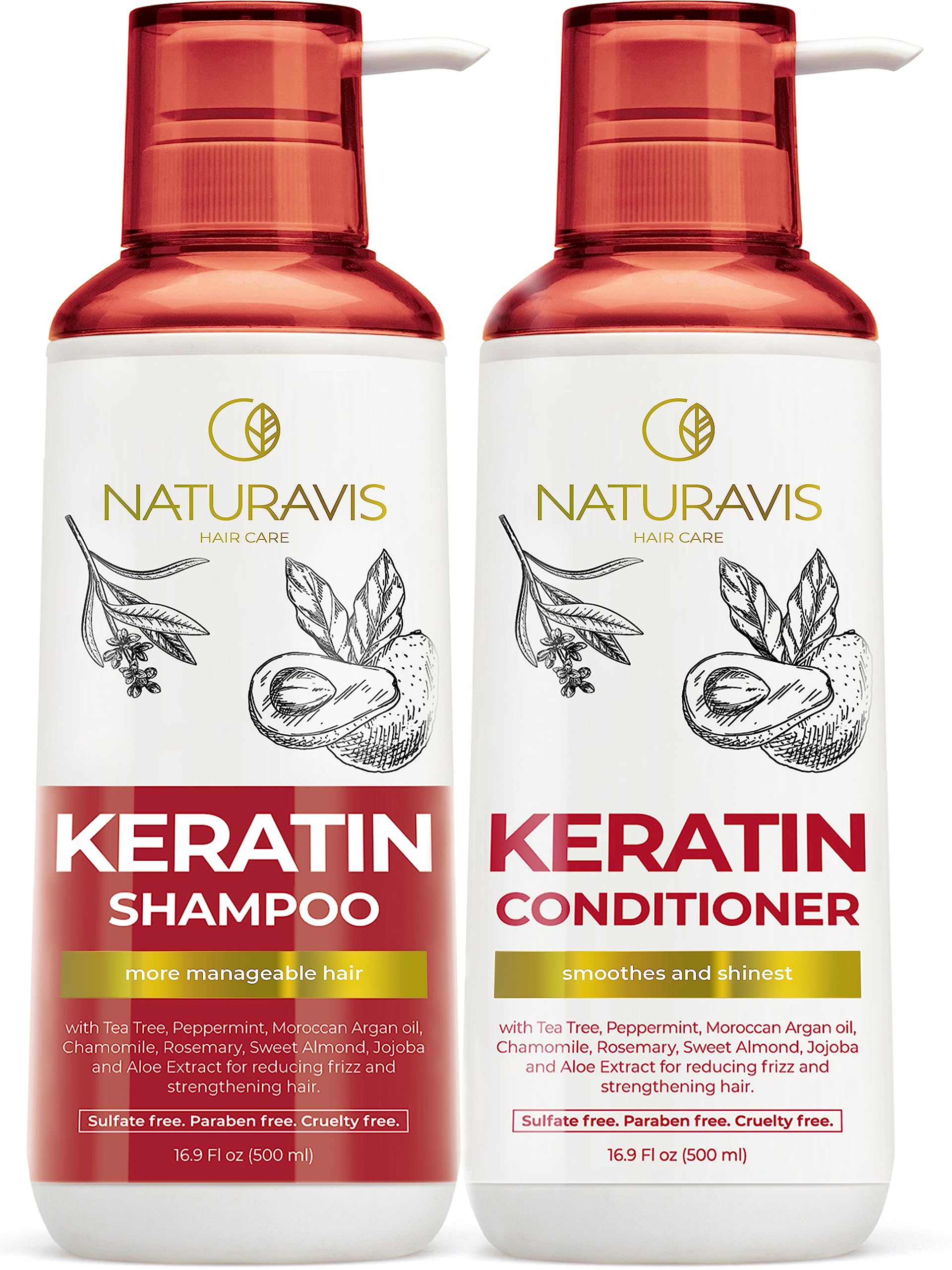 NATURAVIS Keratin Shampoo bottle highlighting keratin repair for stronger hair