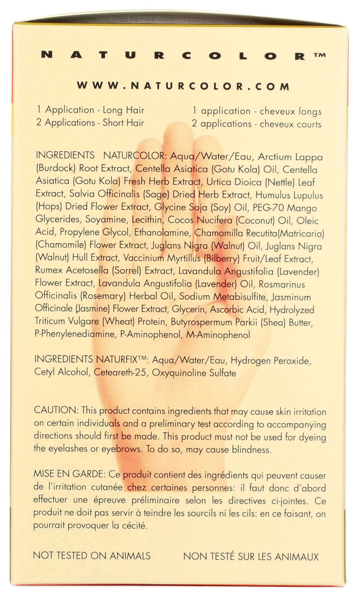 Naturcolor instruction leaflet guiding step-by-step at home coloring