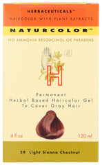 Naturcolor haircolor bottle showing light sienna chestnut shade for natural coverage