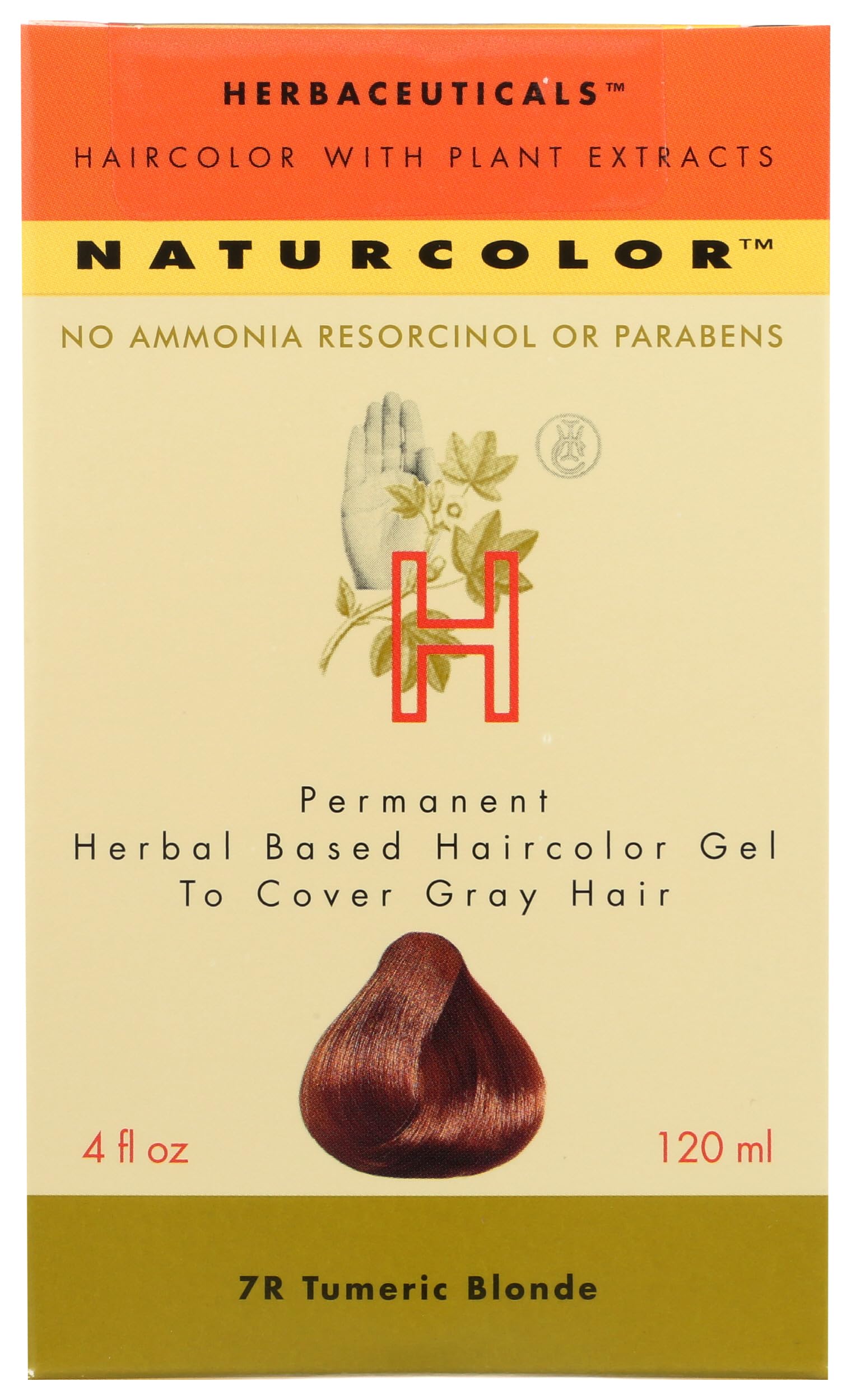 Naturcolor turmeric-blonde haircolor bottle for warm, coppery gray coverage