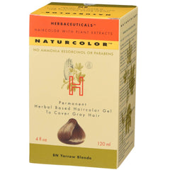 Naturcolor Yarrow Blonde bottle shows herbal dye formula for natural color