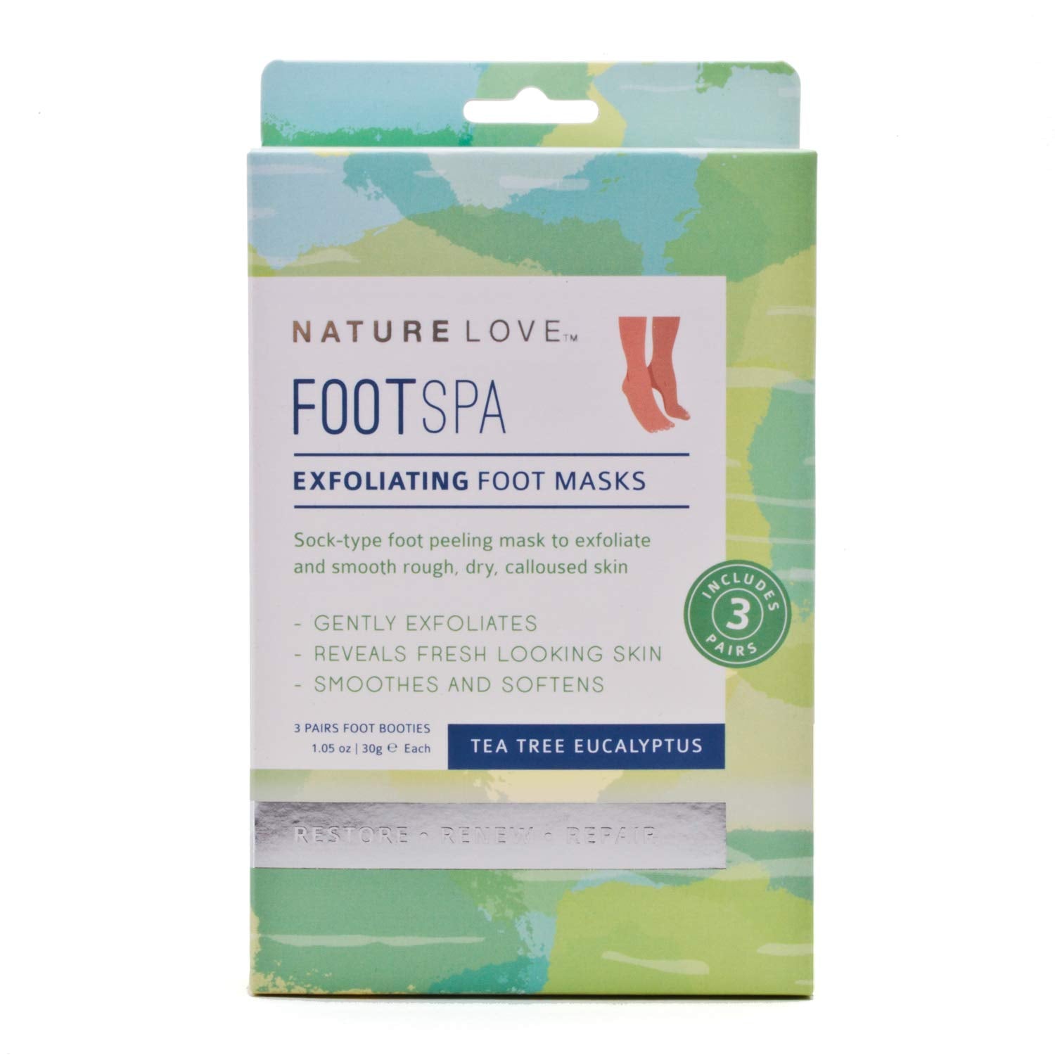 Botanical extracts nourish and soothe Nature Love foot mask