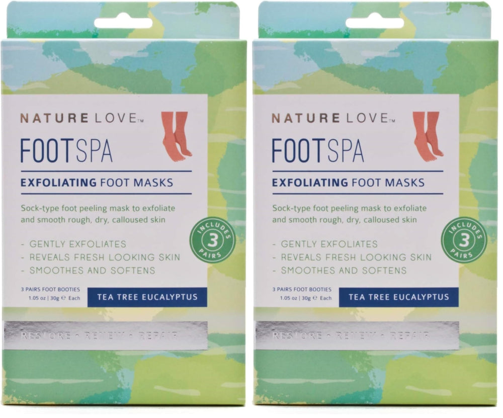 Nature Love Exfoliating Foot Mask box with Tea Tree Eucalyptus care