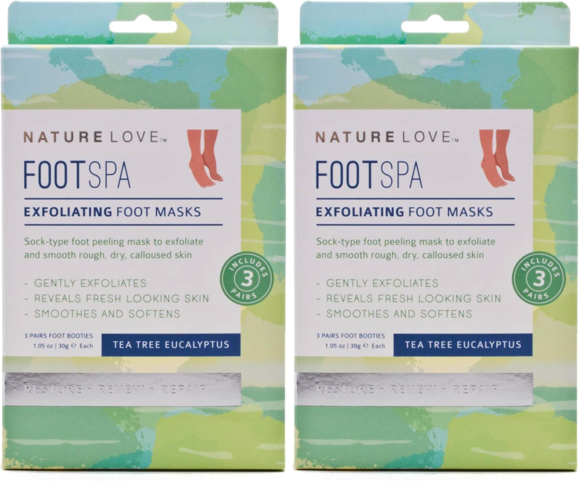 Nature Love Exfoliating Foot Mask box with Tea Tree Eucalyptus care