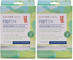 Nature Love Exfoliating Foot Mask box with Tea Tree Eucalyptus care