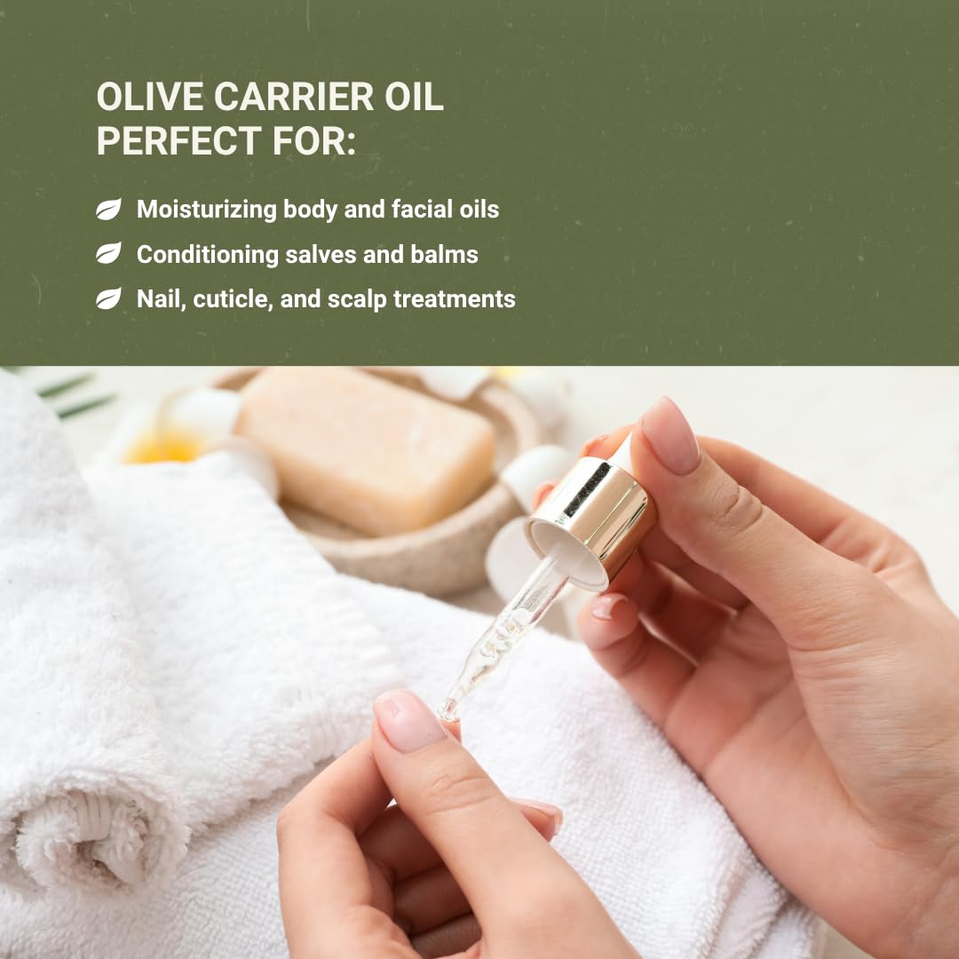 Nature Packaged olive oil used as a carrier oil for aromatherapy and massage.