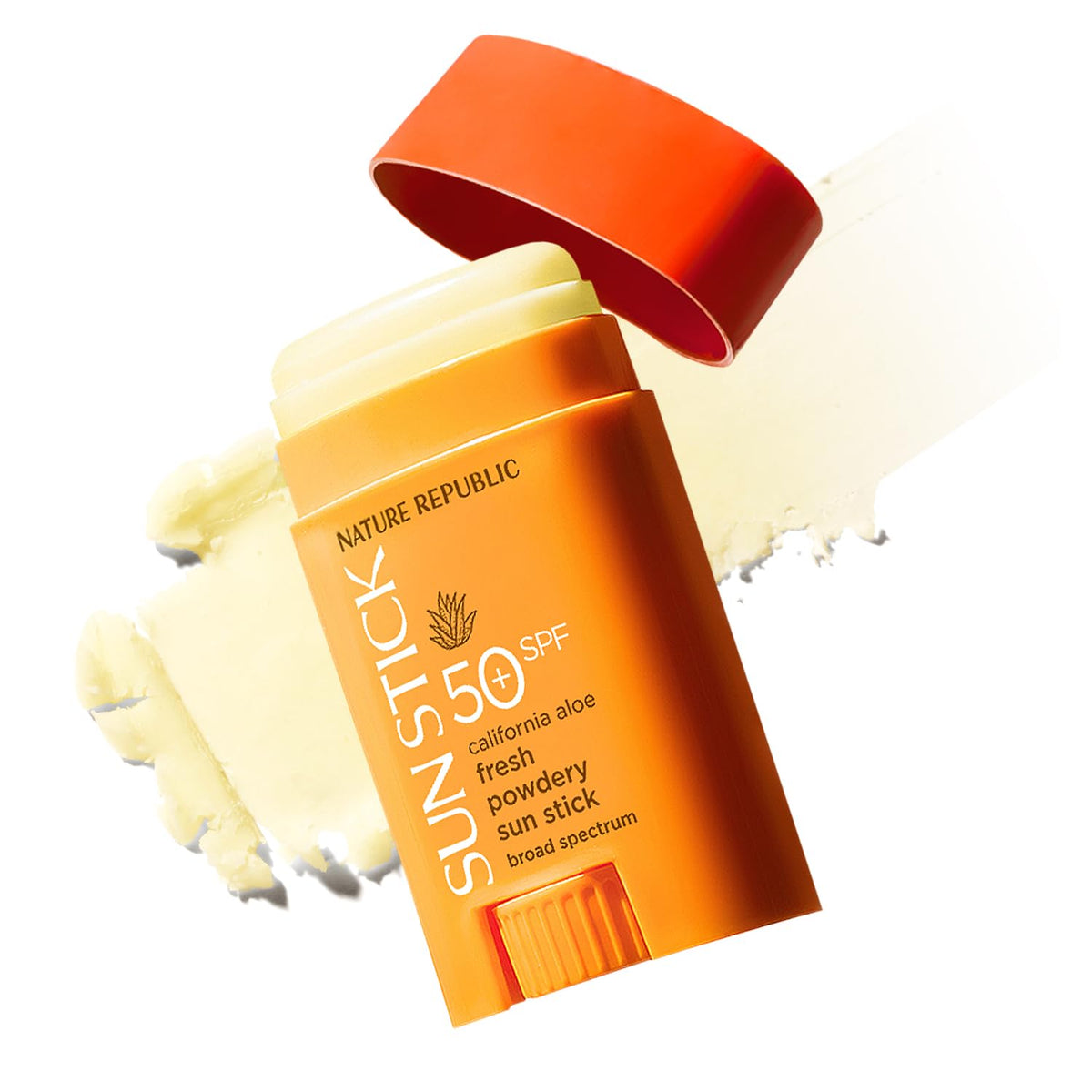 Nature Republic Aloe Fresh Powdery Sun Stick roll-on for easy, on-the-go application.