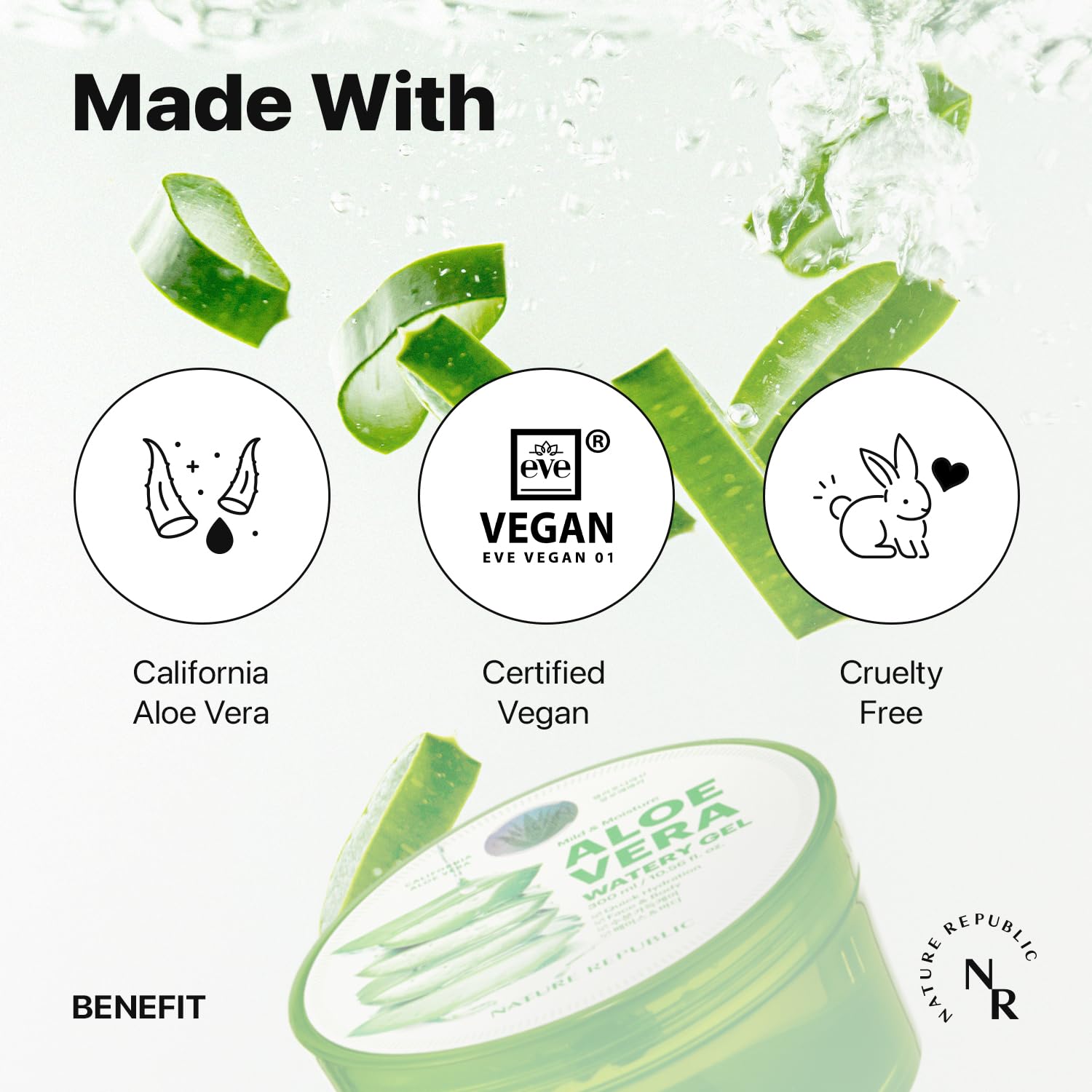 Nature Republic Aloe Vera gel applied to the face for fast absorption