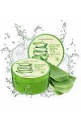 Nature Republic Aloe Vera 92% Gel bottle close-up showing hydration-friendly formula