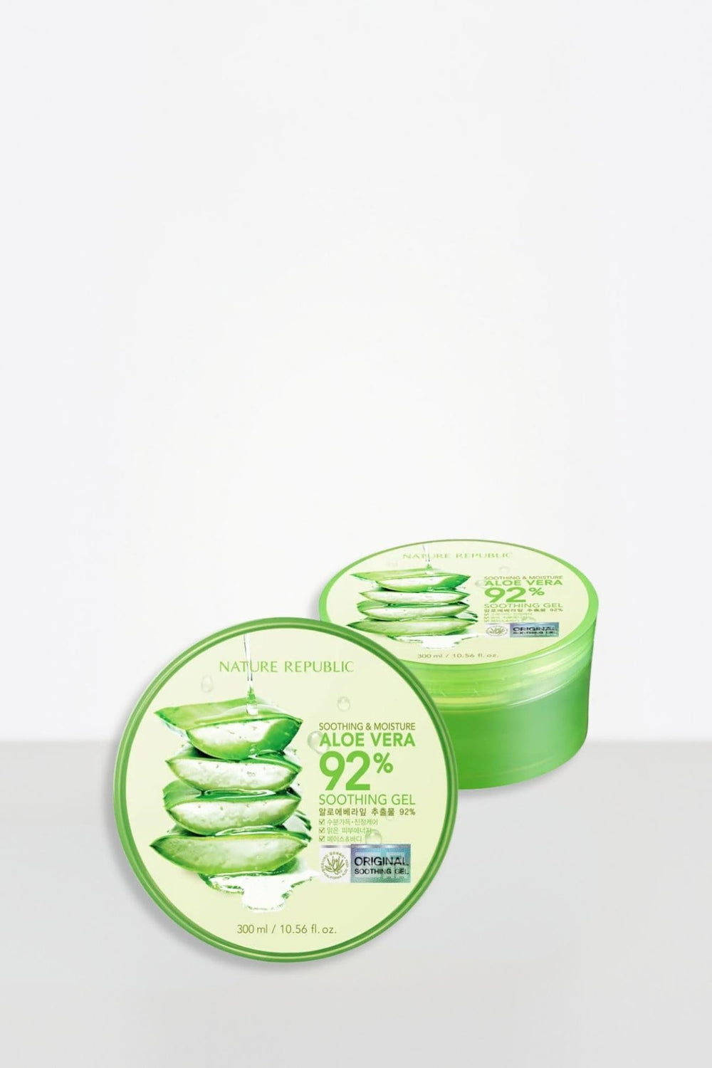 Nature Republic Aloe Vera 92% Gel label detail highlighting organic aloe vera