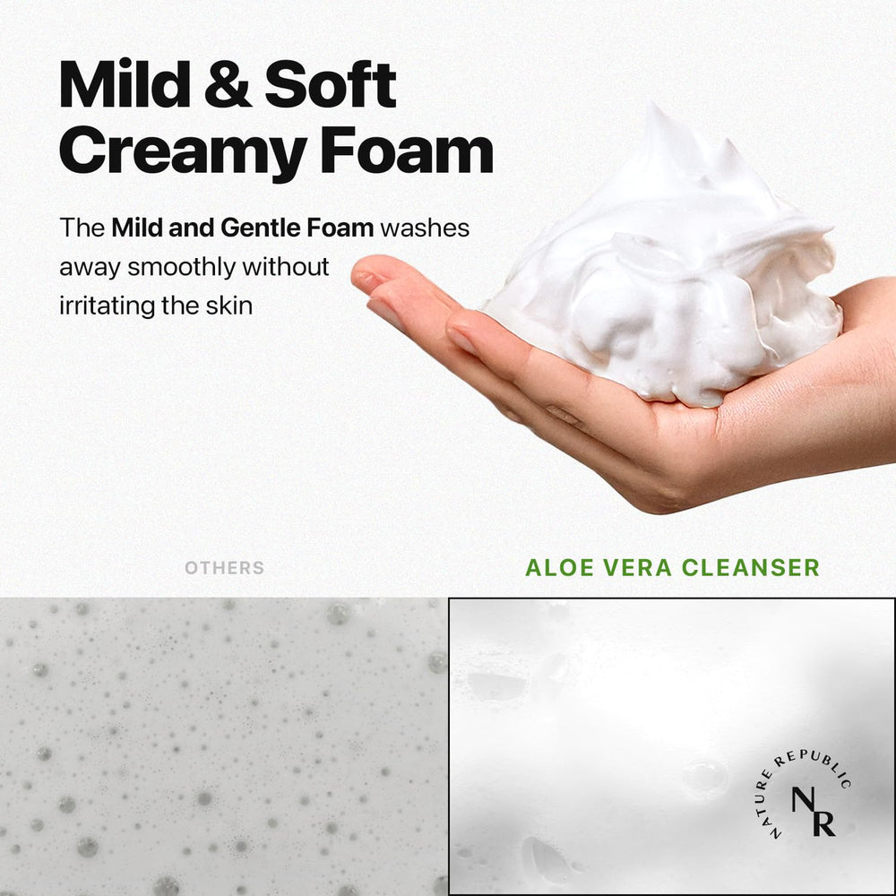 Rinsing with water after aloe vera cleanser to cleanse pores gently