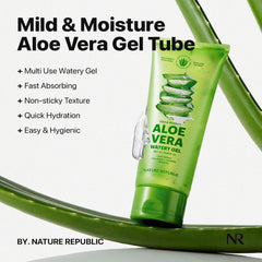 Nature Republic Aloe Vera Gel cooling texture provides after-sun relief.