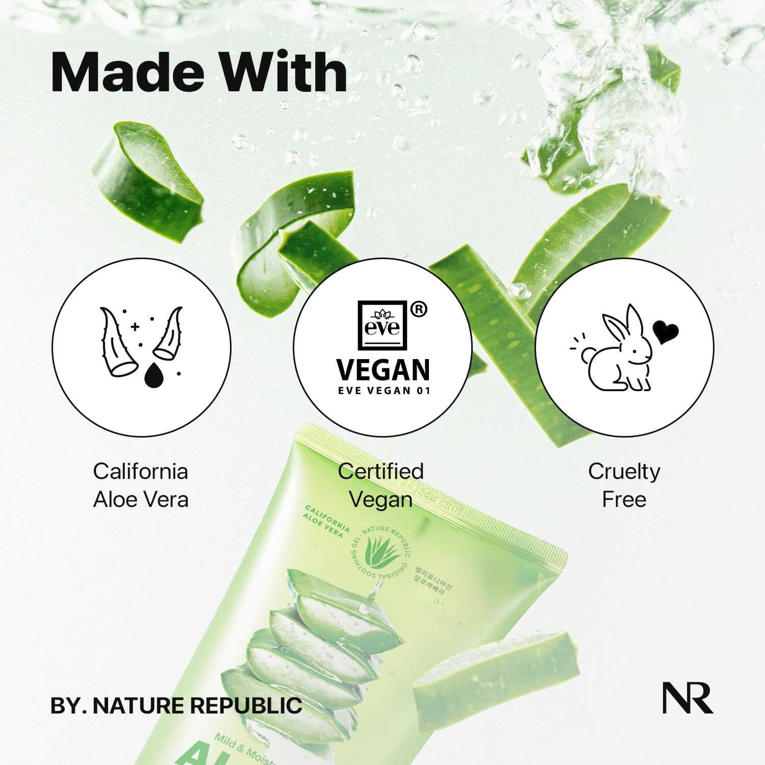 California aloe leaf extract delivers hydration in Nature Republic gel.