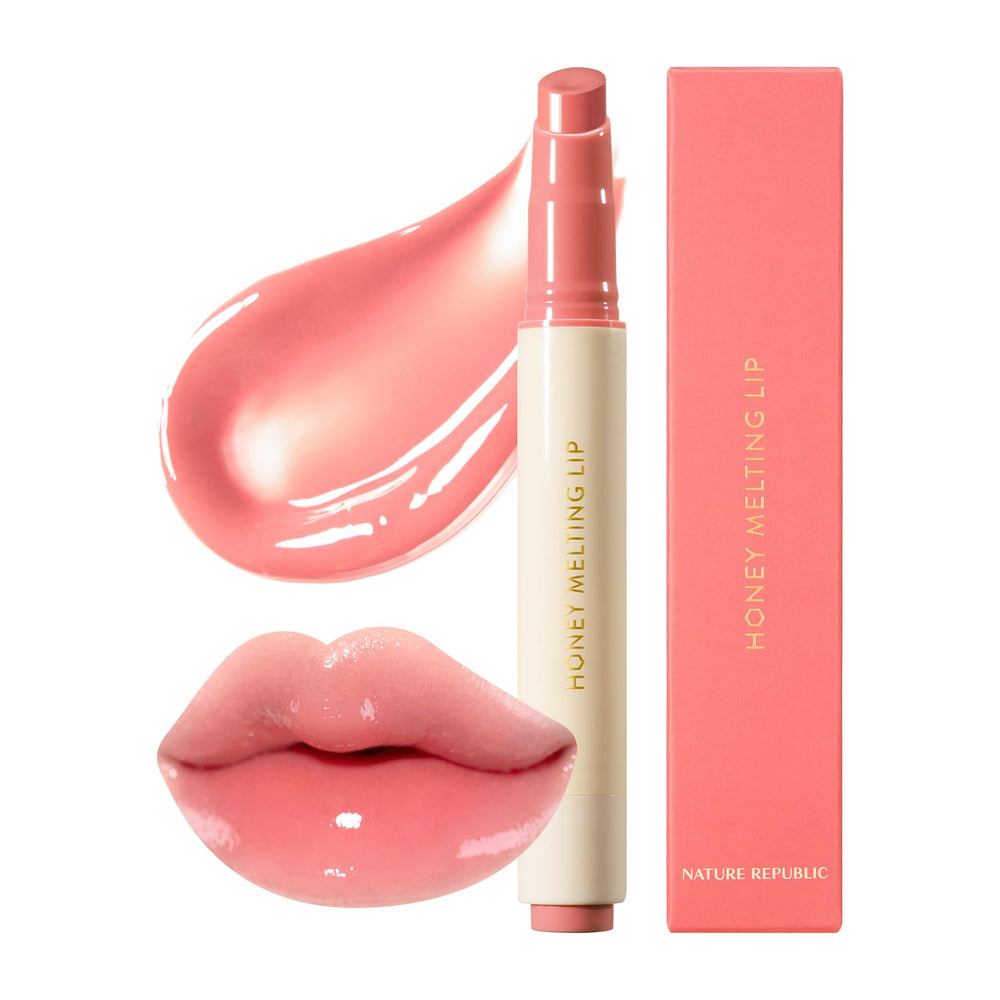 Nature Republic Honey Melting Lip Stick 02 Fig shows a soft texture with glassy glow.