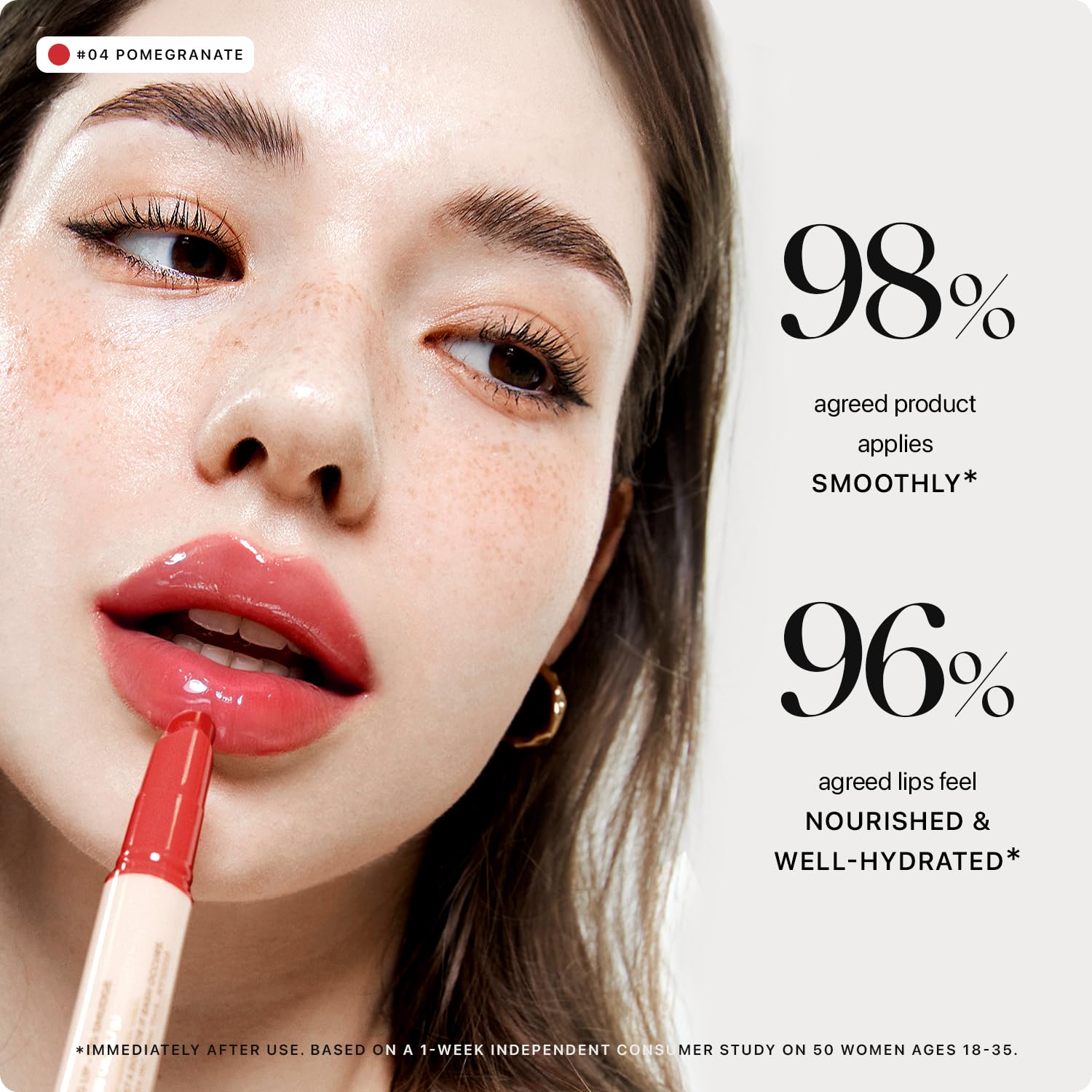 Nature Republic Honey Melting Lip 04 Pomegranate stick close-up shows glossy color.