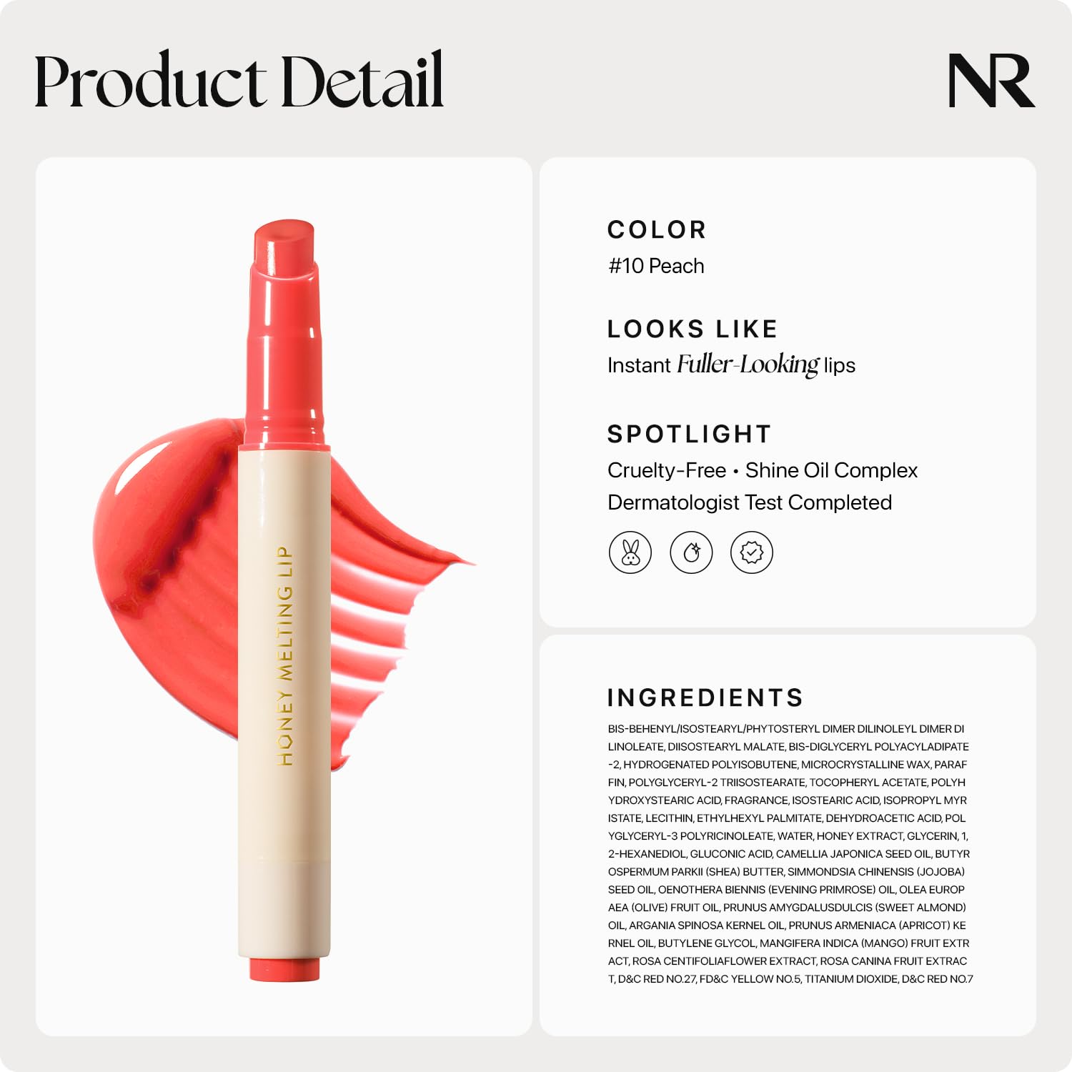 Shine Oil Complex helps hydrate Nature Republic Lip for comfort.