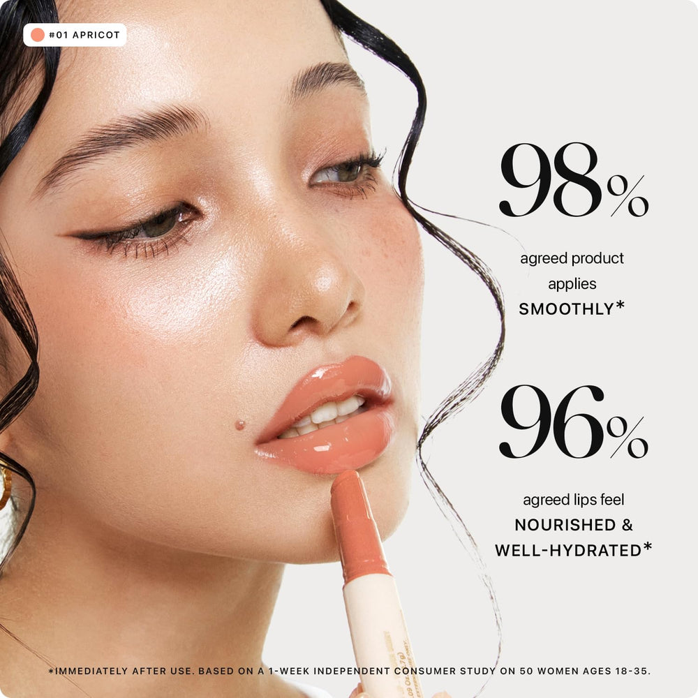 Nature Republic Honey Melting Lip Apricot close-up highlights glassy shine and hydrating feel