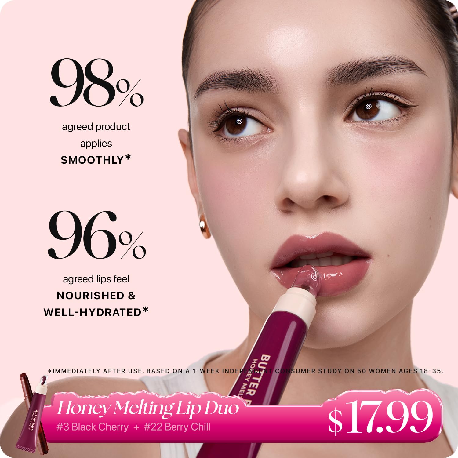 Nature Republic Honey Melting Lip Butter Black Cherry tube with sleek, travel-friendly design