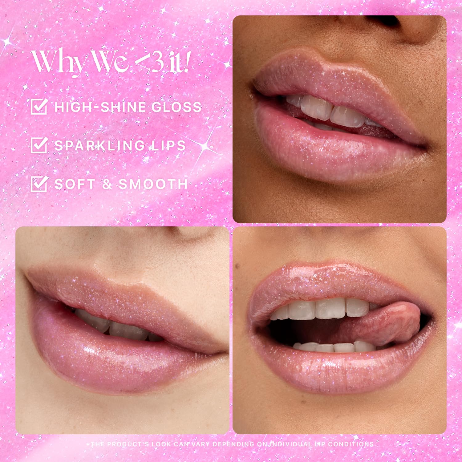 Shimmering finish on Nature Republic lip glitter catching light