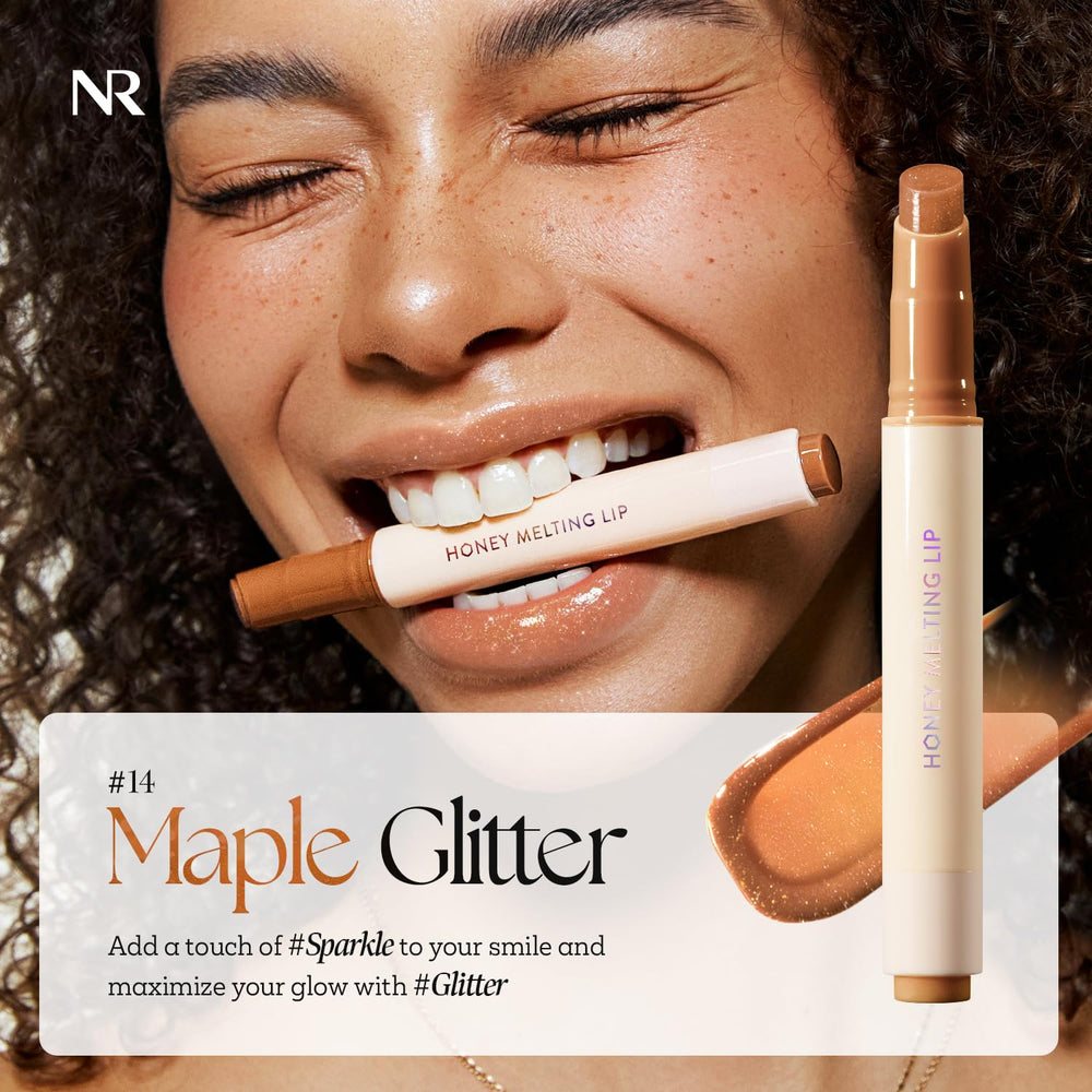 Nature Republic maple-14 lip glitter swatch showing smooth, hydrating shine