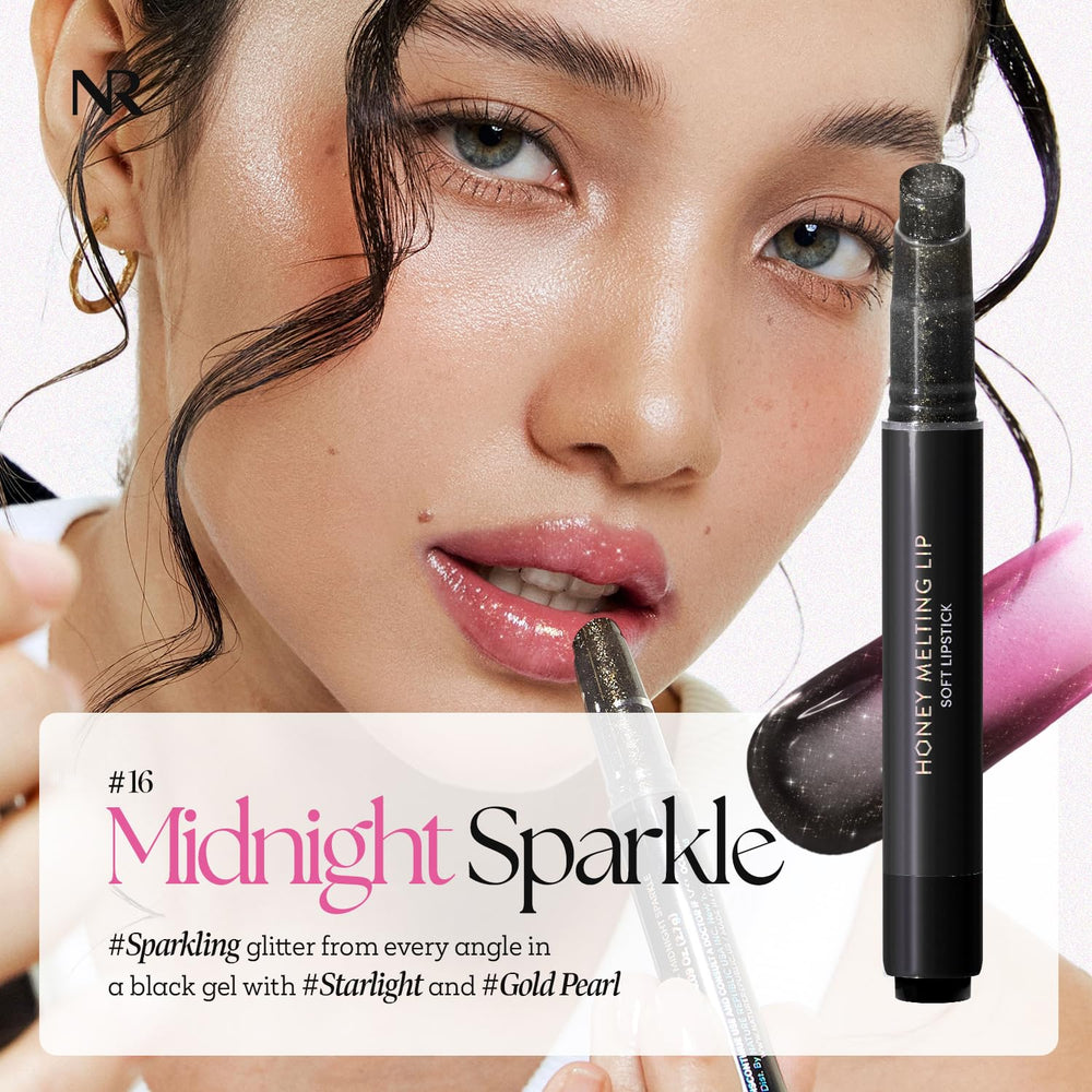 Lips wearing Nature Republic Honey Melting Lip Glitter Midnight Sparkle