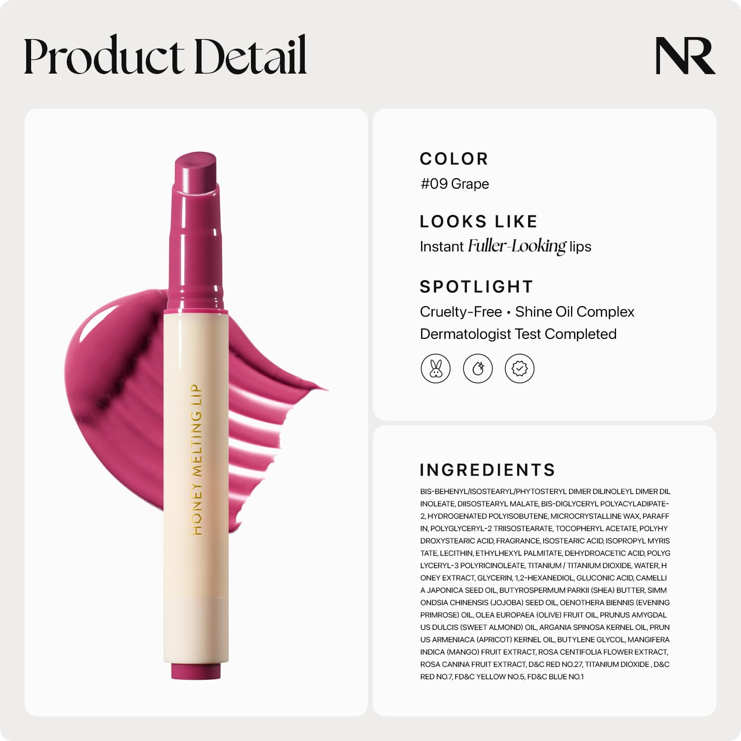 Nature Republic Honey Melting Lip Nourished Lips for a supple, comfortable feel.