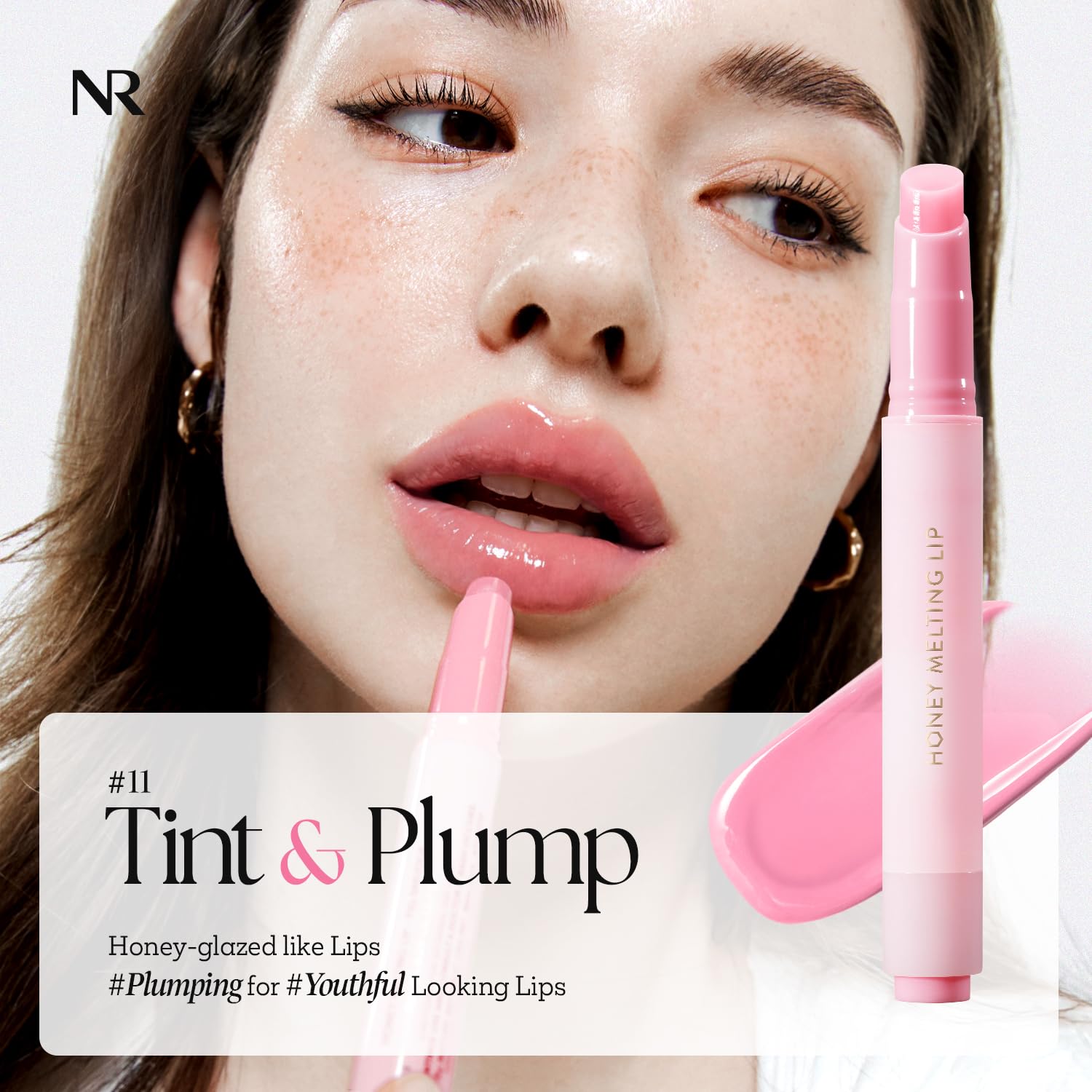 Nature Republic 11 Pink gloss finish close-up for glassy shine and comfortable wear.