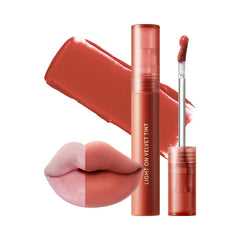 Nature Republic Light on Velvet Tint 04 Mood Apricot bottle shows bold color with weightless feel