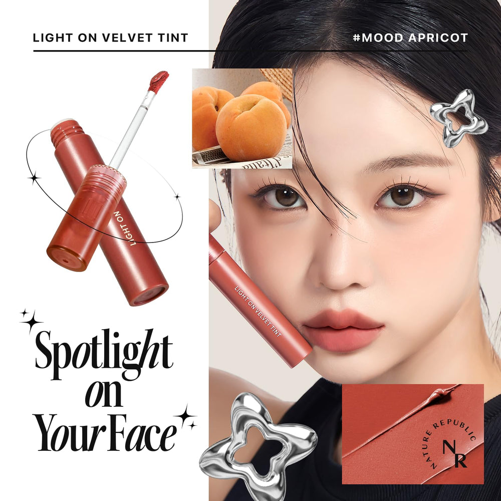 Mood Apricot tint swatches reveal smooth, clump-free coverage for a velvety matte look