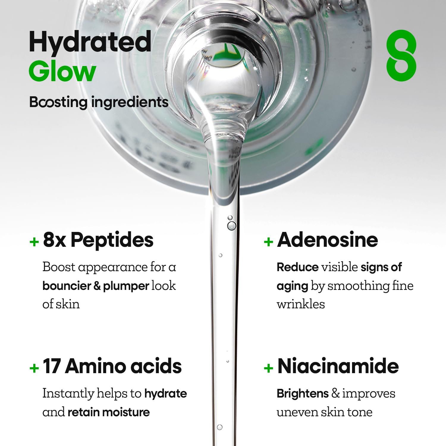 Nature Republic The First Peptide Boosting Serum swirl reveals hydrating serum texture.