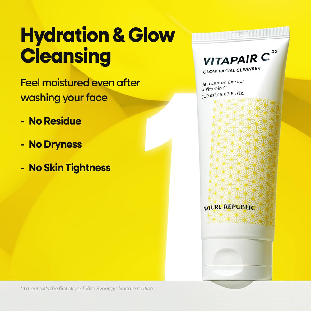 Nature Republic Vitapair C Glow cleanser packaging highlighting lemon extract.