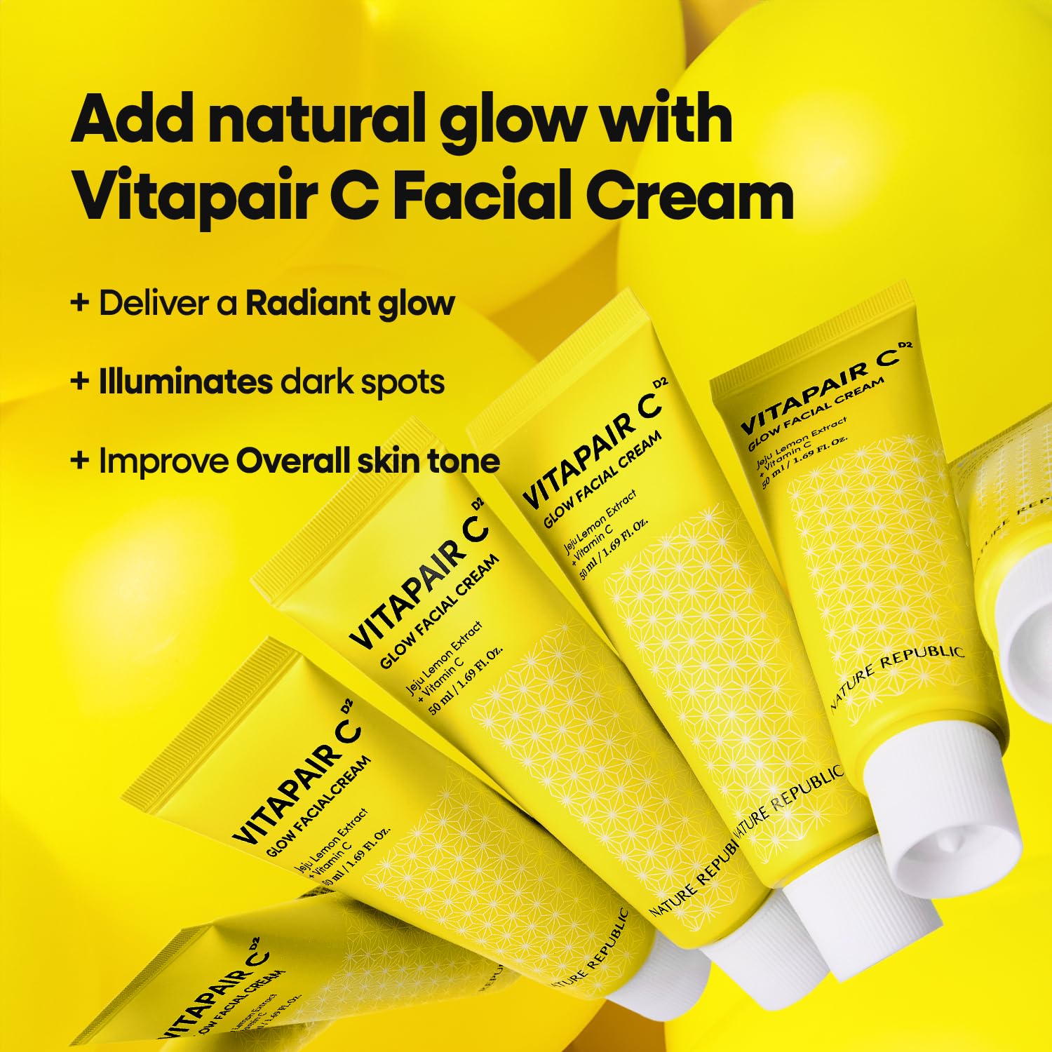 Vitapair C Glow Cream on face providing hydrated glow