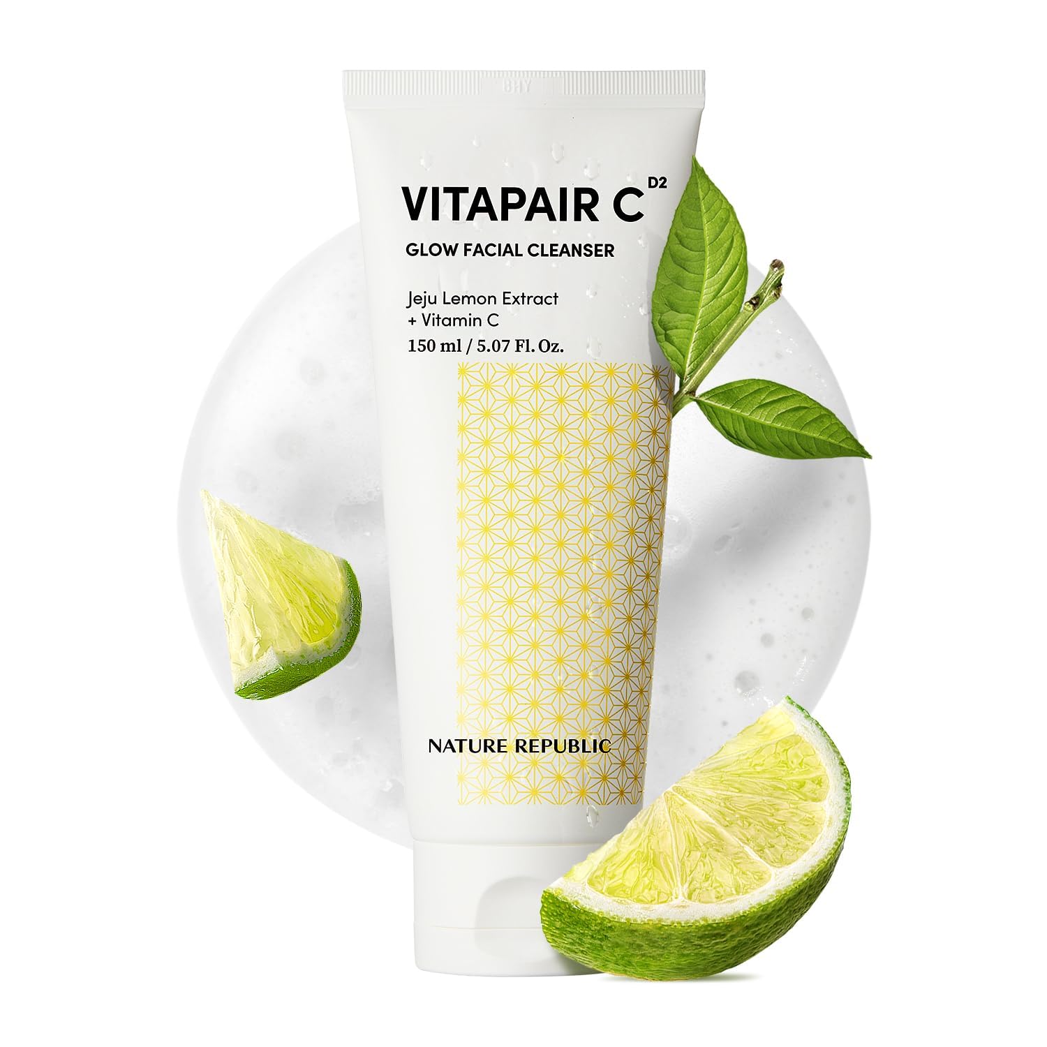 Nature Republic Vitapair C Glow Facial Cleanser bottle on sink for gentle daily cleansing