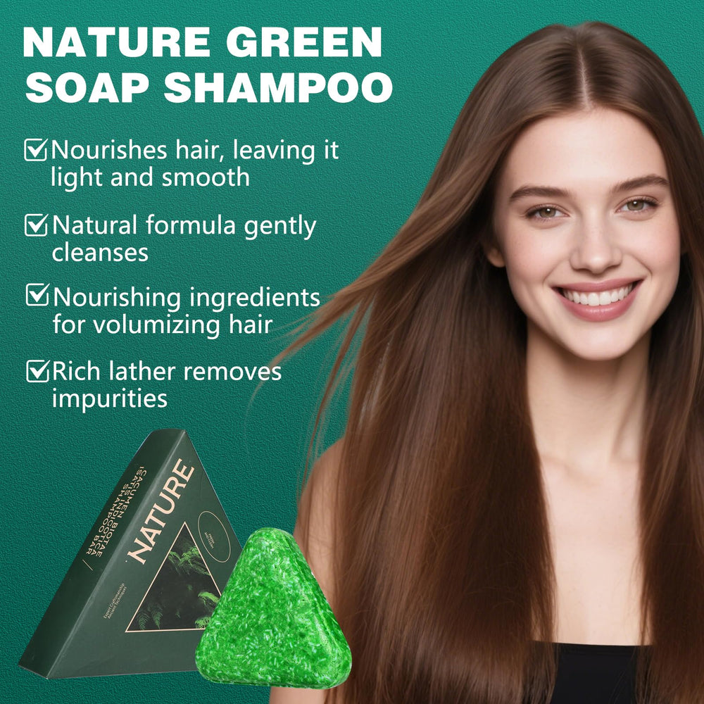 Nature Seven Green Shampoo Bar with usman herb and ginseng formula for smoother hair