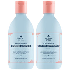 Nature Spell Bond Repair Shampoo bottle showing cleansing and strengthening for damaged hair.