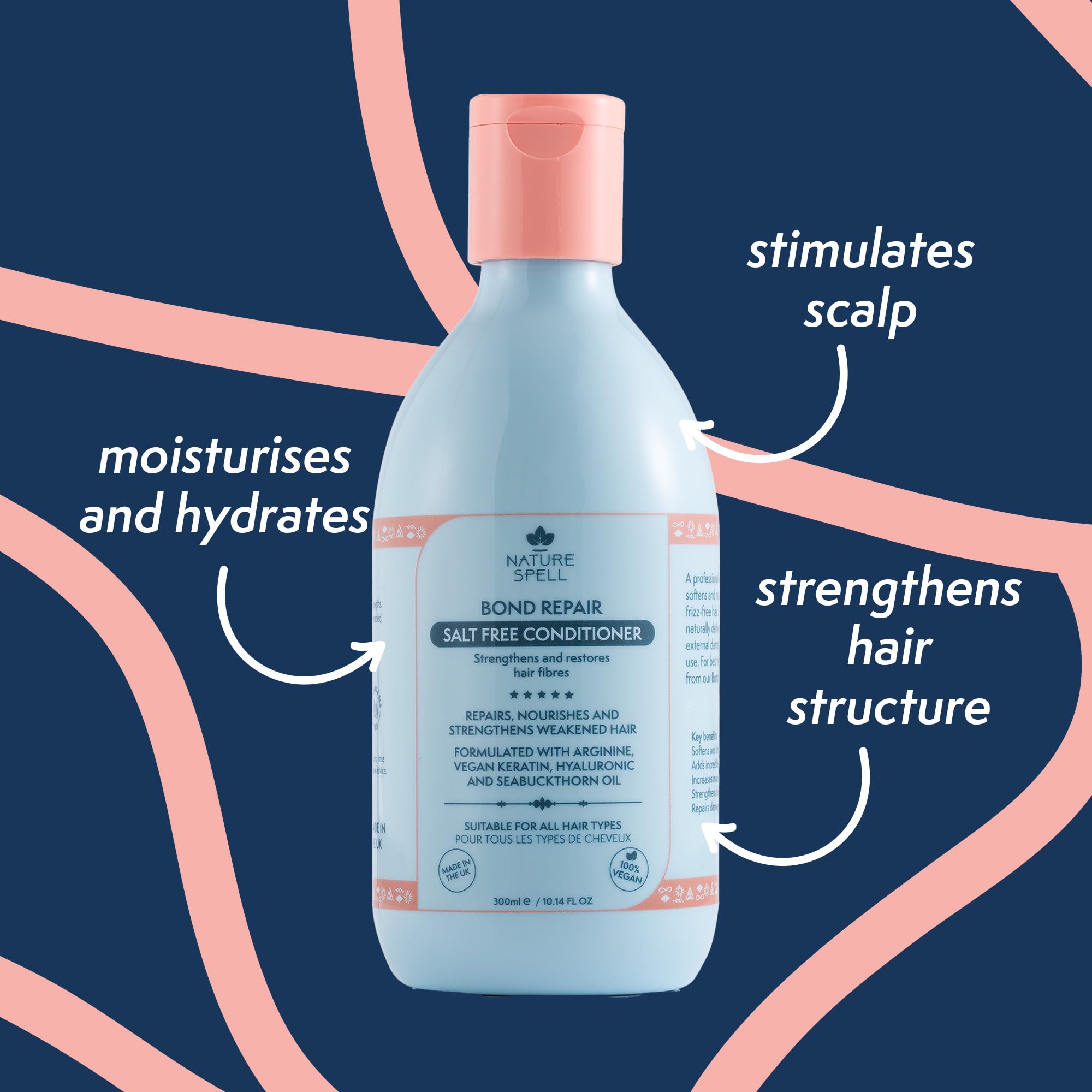 Nature Spell Bond Repair Shampoo lather close-up suggesting deep nourishment for hair.