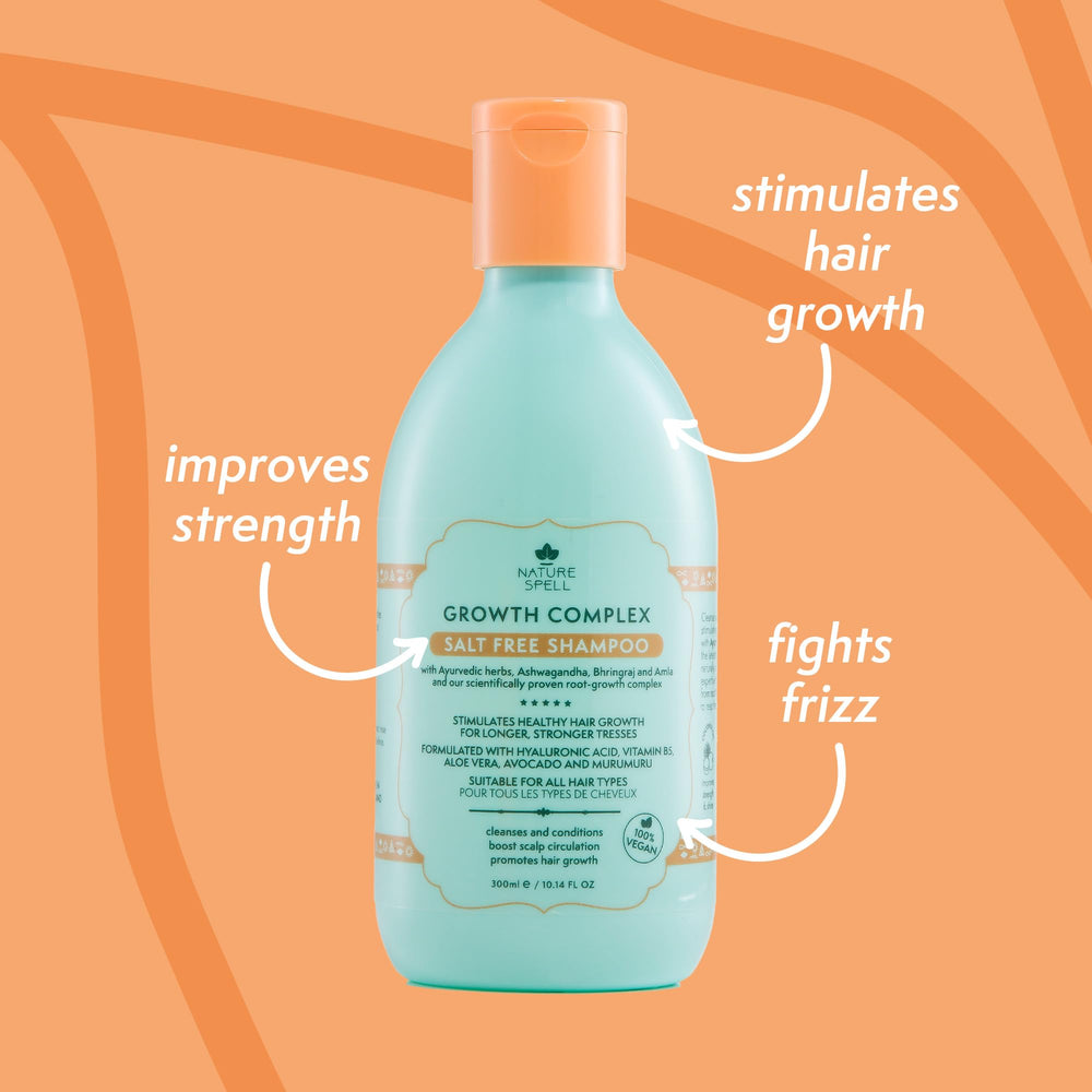 Nature Spell Hair Growth Shampoo being poured to create gentle lather