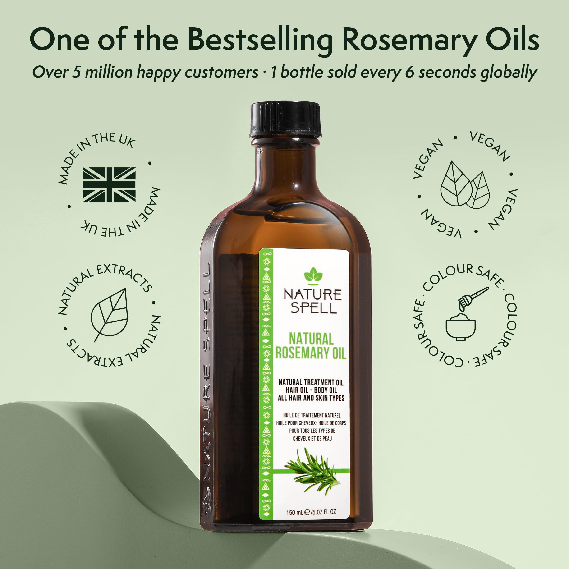 Overnight treatment scene with Nature Spell Rosemary Oil on hair.