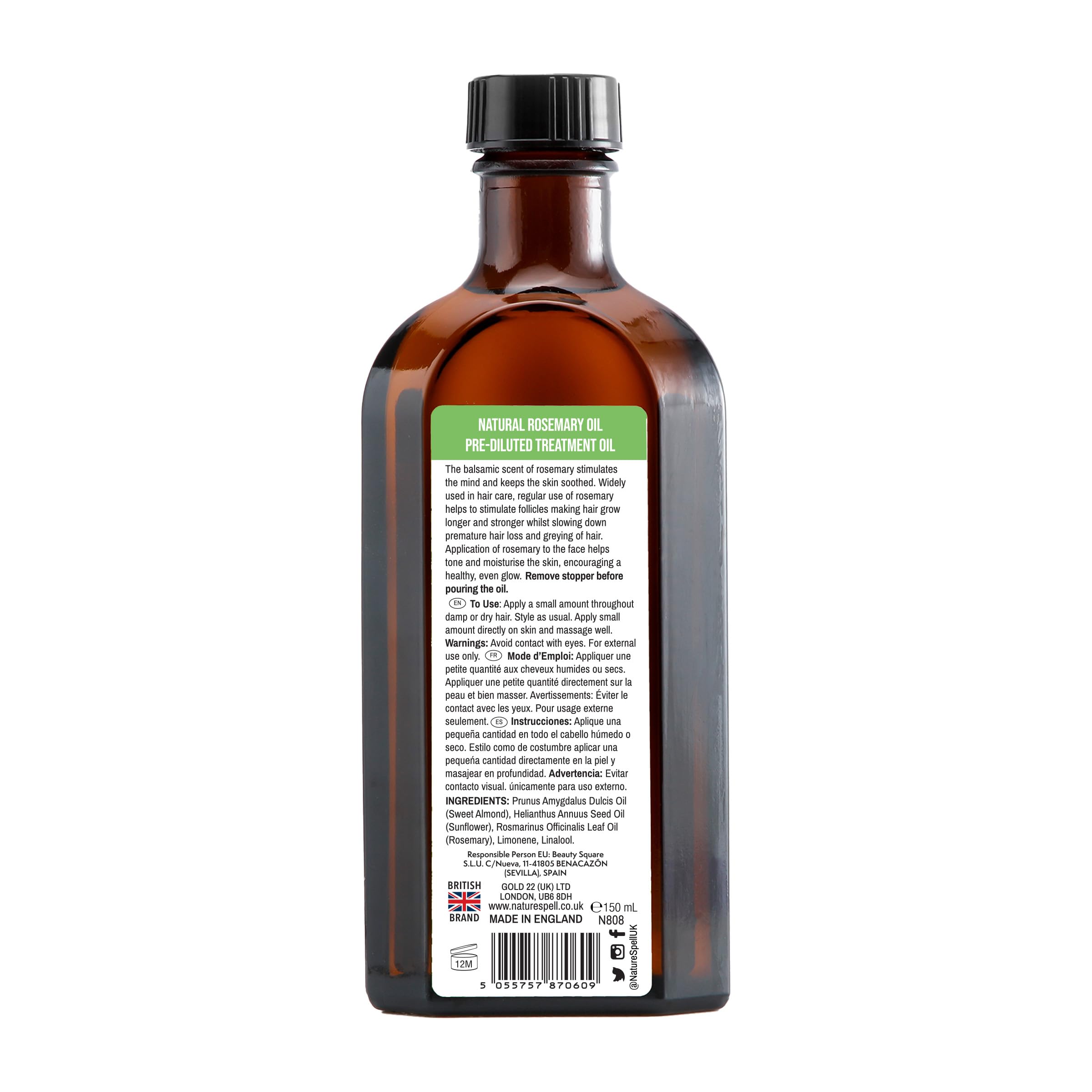 Nature Spell Rosemary Oil pre-diluted for safe direct scalp use.