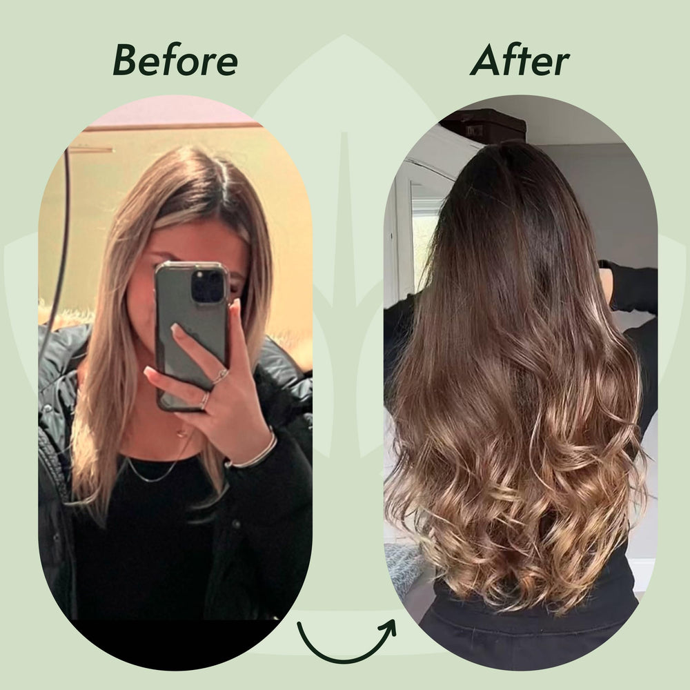 Split ends treated with Nature Spell Rosemary Oil for reduced breakage.