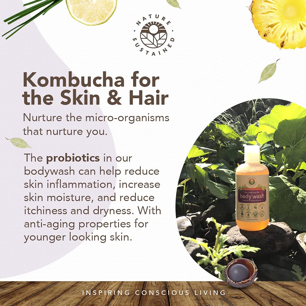 Nature Sustained probiotic swirl bottle hints at skin-supporting fermentation for clear-looking skin.